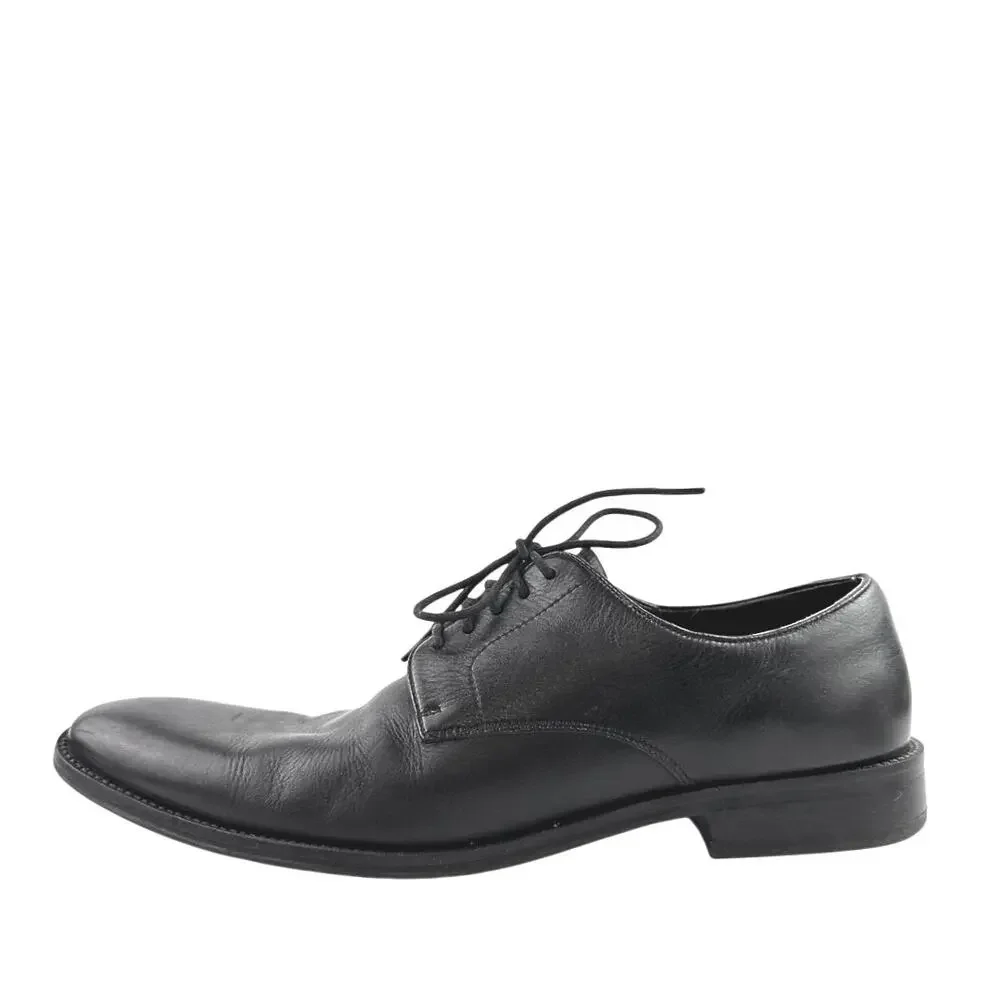 The Black Tux Men's Black Leather Low Top Almond Toe Lace Up Oxford Shoes 11